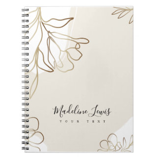 Personalized Notebook with Gold Flowers