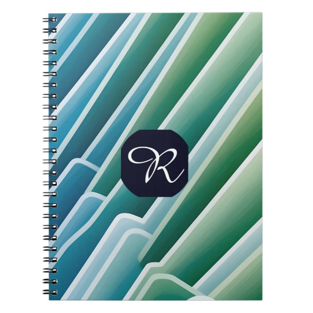 Personalized Notebook with Modern Abstract Blue  (Front)