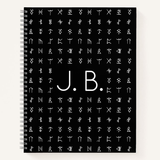 Personalized Notebook with Monogram & Runic Symbol (Front)