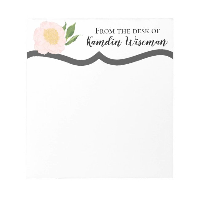Personalized Notepad Baby Pink Cosmos on White (Front)