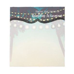 Personalized Notepad Beach Sunset Palm Tree String