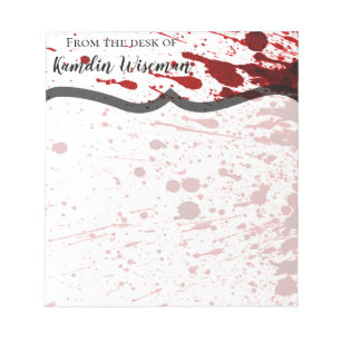 Personalized Notepad Blood Splatter Vampire Gothic