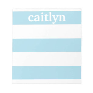 Personalized Notepad, Blue & White Rugby Stripes Notepad