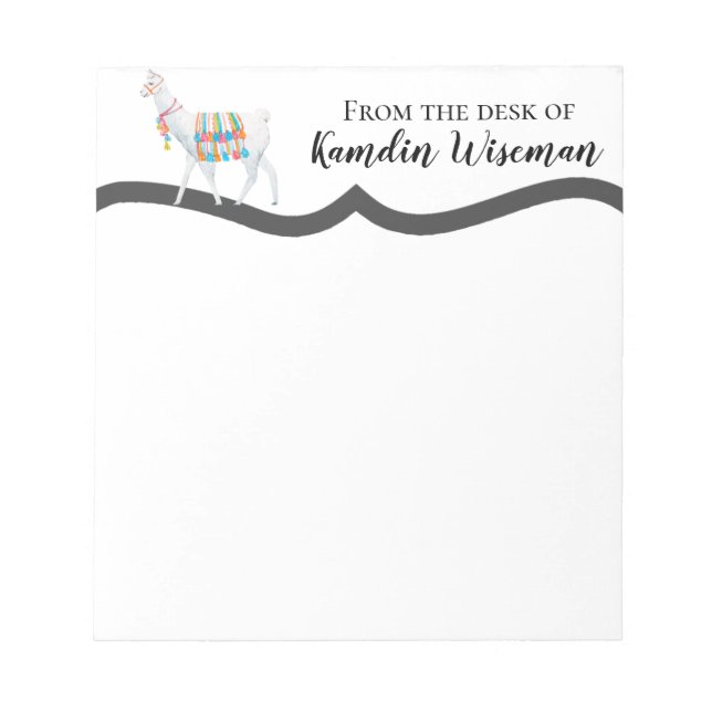 Personalized Notepad Boho Llama Bohemian Cacti Des (Front)