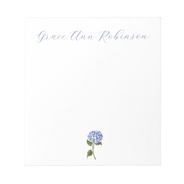 Personalized Notepad Classy Hydrangea (Front)
