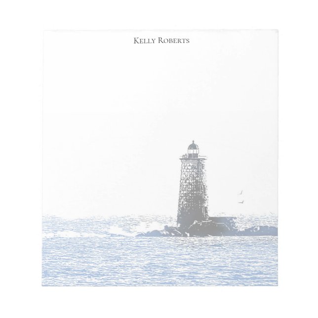 Personalized Notepad Coastal Lighthouse and Ocean (Front)
