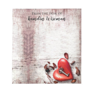 Personalized Notepad Country Wood Key to my Heart
