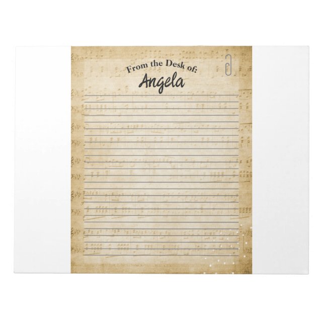 Personalized Notepad for Music Lovers. (Front)