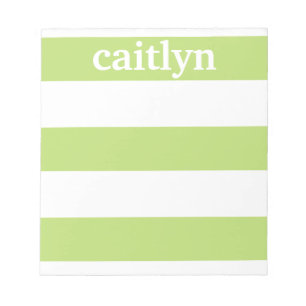 Personalized Notepad, Green & White Rugby Stripes Notepad