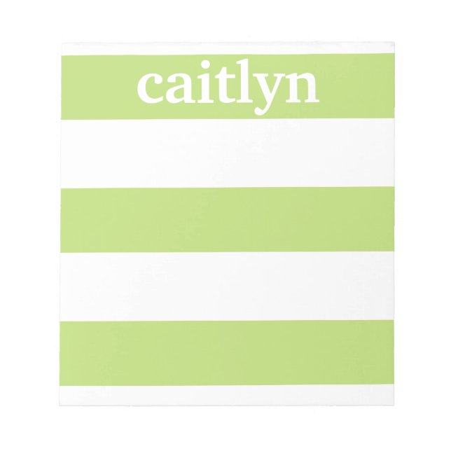 Personalized Notepad, Green & White Rugby Stripes Notepad (Front)
