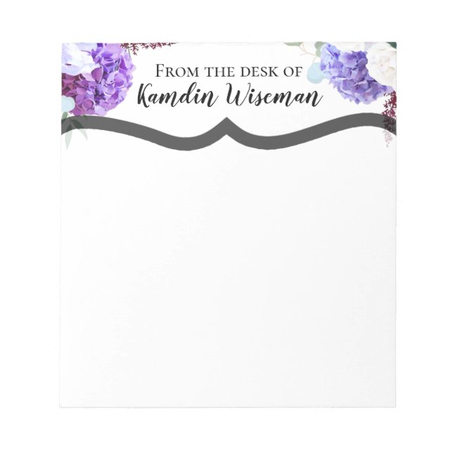 Personalized Notepad Lavender Hibiscus on White (Front)