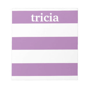 Personalized Notepad, Purple & White Rugby Stripes Notepad