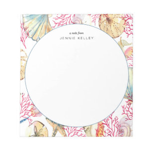 Personalized Notepad, Seashells at the Beach Notepad