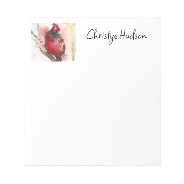 Personalized Notepad, watercolor Cardinal Notepad (Front)