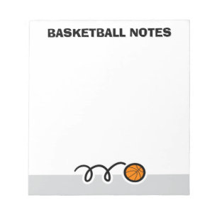 Personalized notepad with sporty basketball design