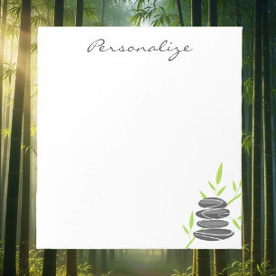 Personalized notepad with zen art pebble stacking