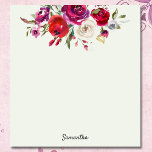 Personalized Notepad YOUR TEXT Gift For Her<br><div class="desc">Pretty Watercolor Flowers Notepad YOUR TEXT or Name</div>