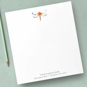 Personalized Notepads Watercolor Red Dragonfly