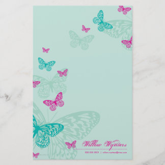 PERSONALIZED NOTEPAPER :: butterflies 5P Stationery