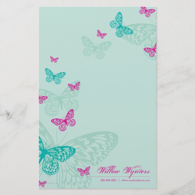 PERSONALIZED NOTEPAPER :: butterflies 5P Stationery (Front)