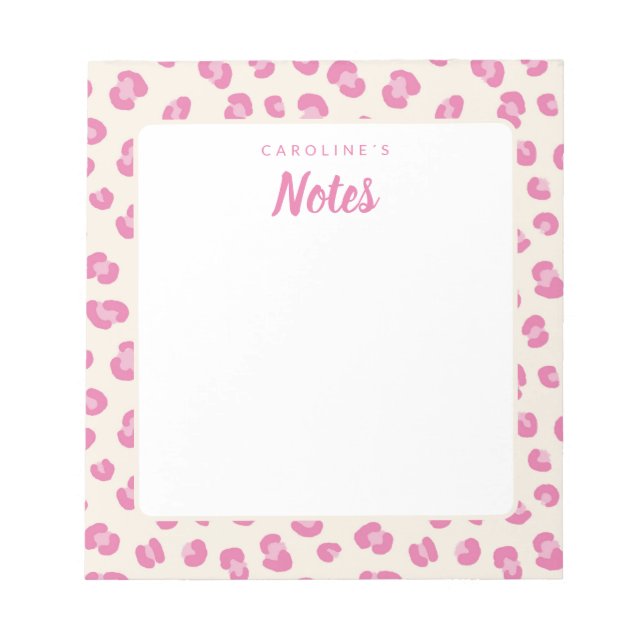 Personalized Notes Pink Print Notepad (Front)