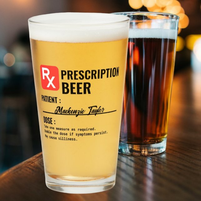 Personalized Novelty Prescription Drink Glass (Personalized Novelty Prescription Drink Glass from Ricaso A fun gift idea for doctors, nurses & more)