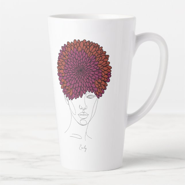 Personalized November Birth Flower Portrait Latte Mug (Right)