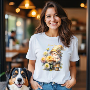 Personalized November Birth Month Garden Gnome T-Shirt