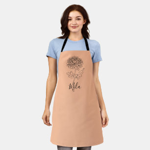 Personalized November Chrysanthemum Birth Flower  Apron