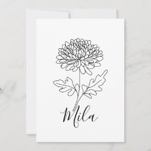 Personalized November Chrysanthemum Birth Flower  Invitation