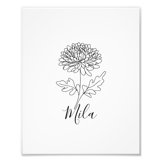 Personalized November Chrysanthemum Birth Flower  Photo Print (Front)