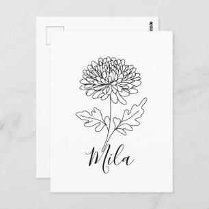 Personalized November Chrysanthemum Birth Flower  Postcard