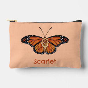 Personalized November Citrine Monarch Butterfly Accessory Pouch