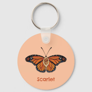 Personalized November Citrine Monarch Butterfly Keychain