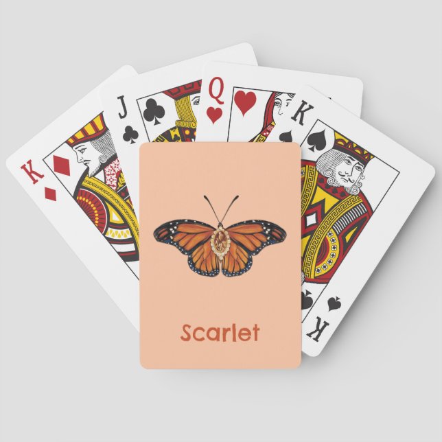 Personalized November Citrine Monarch Butterfly Playing Cards (Back)
