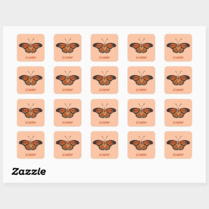 Personalized November Citrine Monarch Butterfly Square Sticker
