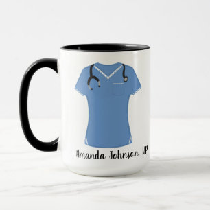 Personalized NP Nurse Practitioner Blue Scrubs Mug