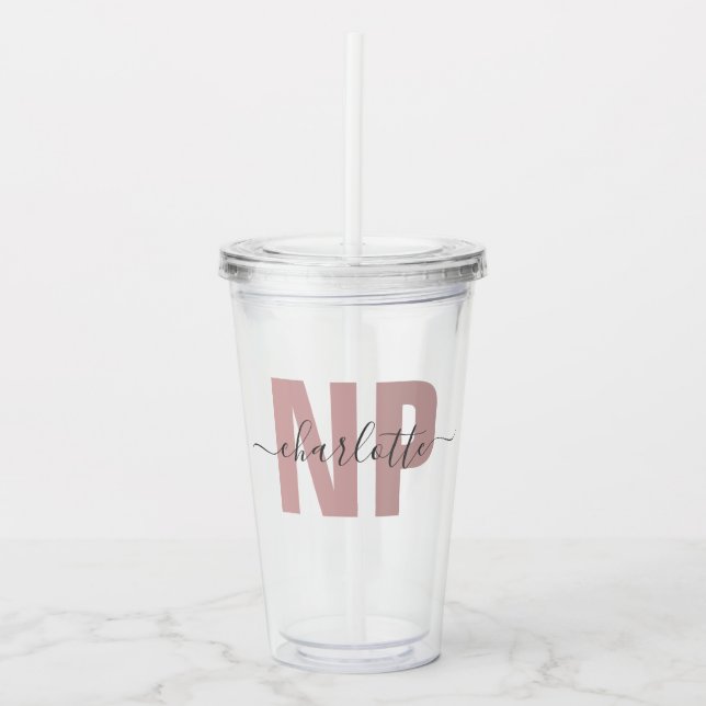 Personalized NP Nurse Practitioner Graduation Chic Acrylic Tumbler (Front)