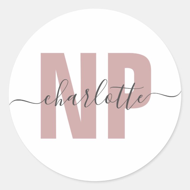 Personalized NP Nurse Practitioner Graduation Chic Classic Round Sticker (Front)