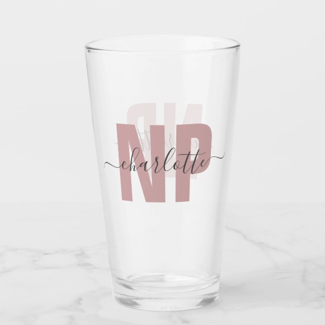 Personalized NP Nurse Practitioner Graduation Chic Glass (Front)
