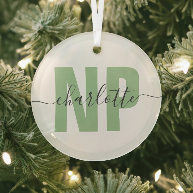 Personalized NP Nurse Practitioner Graduation Chic Glass Ornament (Insitu)