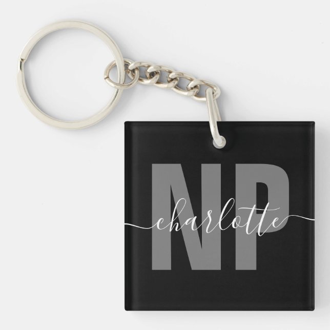 Personalized NP Nurse Practitioner Graduation Chic Keychain (Front)
