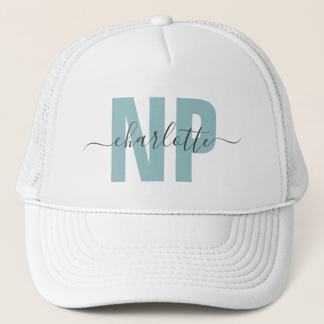 Personalized NP Nurse Practitioner Graduation Chic Trucker Hat (Front)