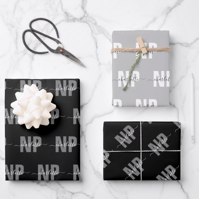 Personalized NP Nurse Practitioner Graduation Chic Wrapping Paper Sheet (Front)