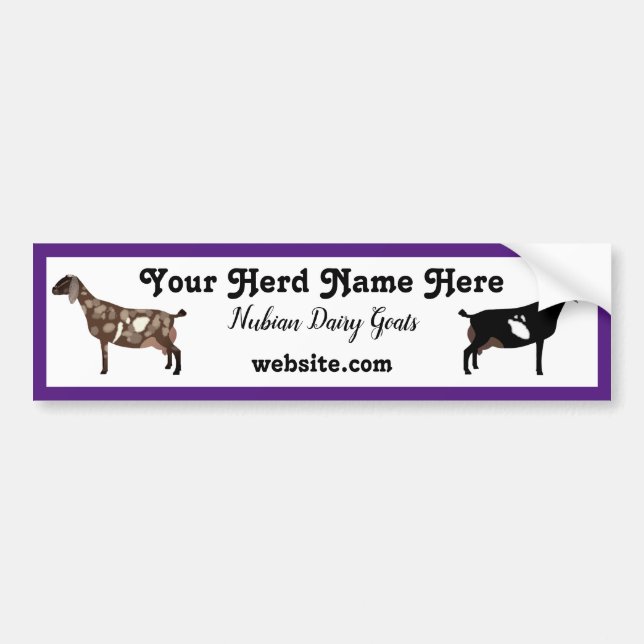 Personalized Nubian Dairy Goat Bumper Sticker (Front)