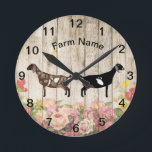 Personalized Nubian Dairy Goat Farm Round Clock<br><div class="desc">Personalized Nubian Dairy Goat Farm Large Clock</div>