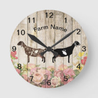 Personalized Nubian Dairy Goat Farm Round Clock