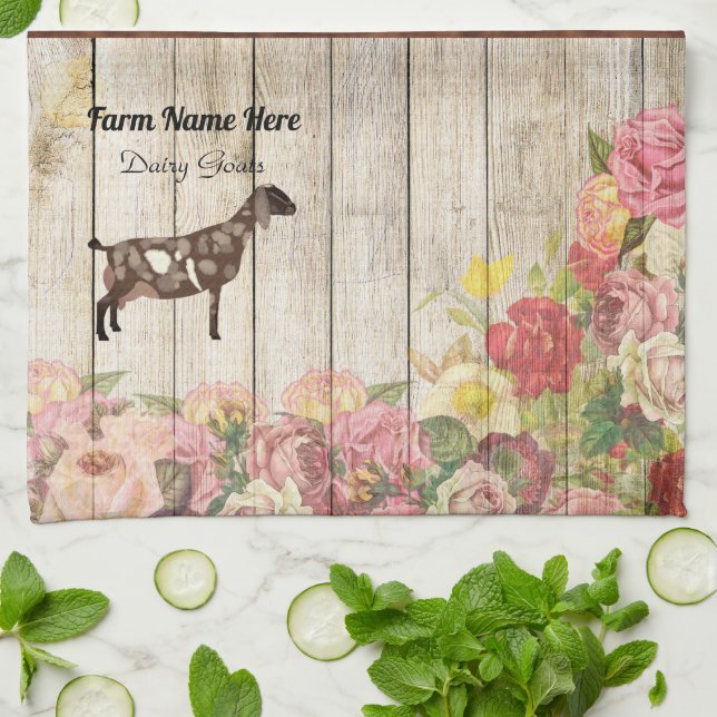 Personalized Nubian Dairy Goat Kitchen Towel (Folded)