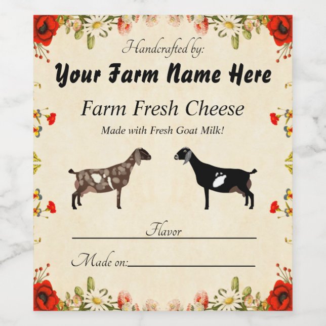 Personalized Nubian Goat Cheese Label (Single Label)