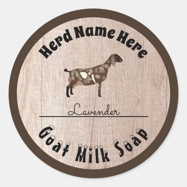 Personalized Nubian Goat Milk Soap Classic Round Sticker (Front)